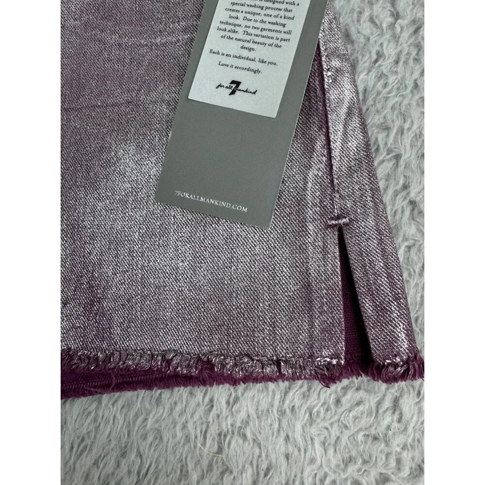 Metallic Purple Denim Shorts Womens Size 30 NWT 7 For All Mankind Cotton/Spandex - Picture 8 of 14